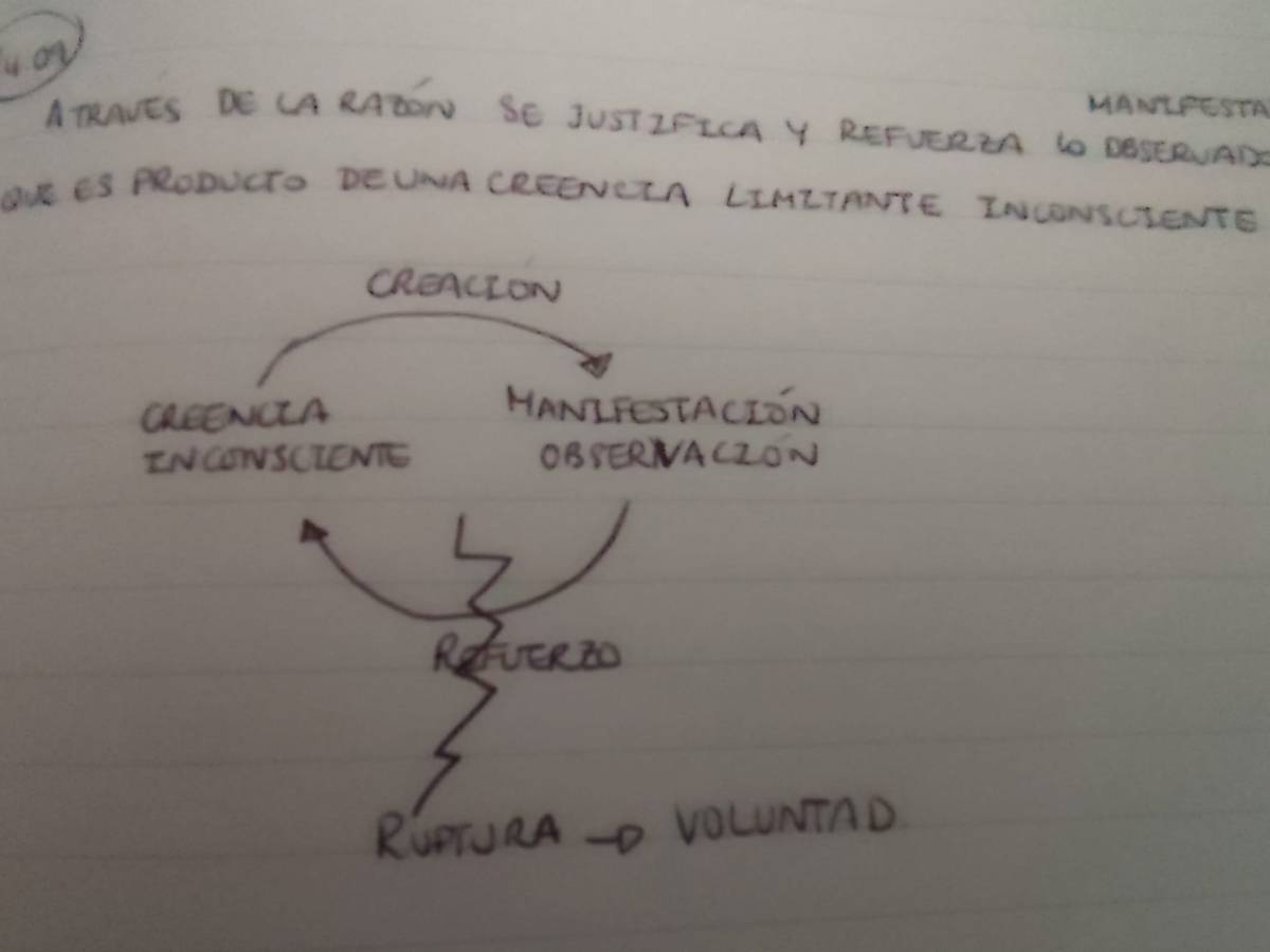A través de la razón justificamos lo observado y manifestado que es producto de una creencia limitante inconsciente. Somos los creadores de nuestra&nbsp;realidad.
